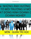 Báo cáo: Những yếu tố ảnh hưởng của yếu tố môi trường kinh doanh vi mô lên hoạt động kinh doanh của doanh nghiệp