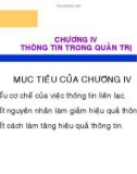 Bài giảng Nguyên lý Quản trị học - Chương 4 Thông tin trong quản trị