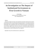 An investigation on the impact of institutional environment on firm growth in Vietnam