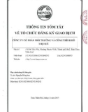 Thông tin tóm tắt về tổ chức đăng kí giao dịch - Công ty Cổ phần môi trường và công trình đô thị Huế