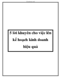 5 lời khuyên cho việc lên kế hoạch kinh doanh hiệu quả