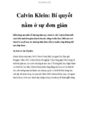 Calvin Klein: Bí quyết nằm ở sự đơn giản