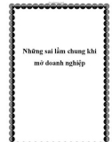 Những sai lầm chung khi mở doanh nghiệp