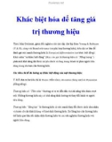 Khác biệt hóa để tăng giá trị thương hiệu