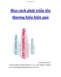 Bàn cách phát triển tên thương hiệu hiệu quả