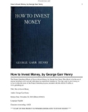 How to Invest Money