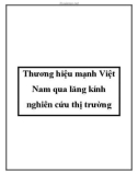 Thương hiệu mạnh Việt Nam qua lăng kính nghiên cứu thị trường