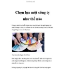 Chọn lựa một công ty như thế nào