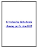 12 xu hướng kinh doanh nhượng quyền năm 2012