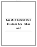 Lựa chọn một giải pháp CRM phù hợp - (phần cuối)