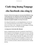 cách tăng lượng fanpage cho fac của công ty