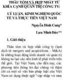 THÂU TÓM VÀ HỢP NHẤT TỪ KHÍA CẠNH QUẢN TRỊ CÔNG TY: LÝ LUẬN, KINH NGHIỆM