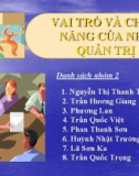 VAI TRÒ VÀ CHỨC NĂNG CỦA NHÀ QUẢN TRỊ