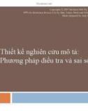 Thiết kế nghiên cứu mô tả: Phương pháp điều tra và sai số