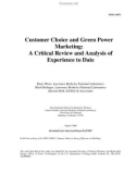 Customer Choice and Green Power Marketing: A Critical Review and Analysis of Experience to Date