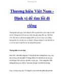 Thương hiệu Việt Nam Định vị để tìm lối đi riêng