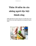 Thêm 10 niềm tin của những người đặc biệt thành công