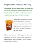 Công thức FRIES với tình yêu khách hàng trong kinh doanh