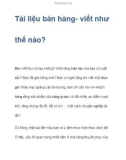 Tài liệu bán hàng - viết như thế nào cho đúng