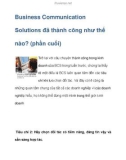 Business Communication Solutions đã thành công như thế nào?