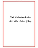 Nhà Kinh doanh cần phải hiểu về tâm lý học