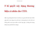 5 bí quyết xây dựng thương hiệu cá nhân cho CEO.