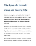 Tiến trình xây dựng cấu trúc nền móng của thương hiệu