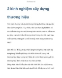 2 kinh nghiệm xây dựng thương hiệu sản phẩm