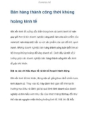 Bán hàng thành công thời khủng hoảng kinh tế