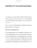 Bạn biết gì về Cause related marketing