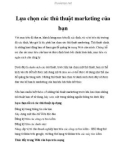 Lựa chọn các thủ thuật marketing của bạn