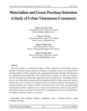 Materialism and green purchase intention: A study of urban Vietnamese consumers