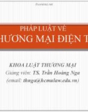 Bài giảng Pháp luật về thương mại điện tử: Chương 1 - TS. Trần Hoàng Nga