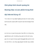 Giải pháp kinh doanh quảng bá thương hiệu và sản phẩm trong thời đại internet