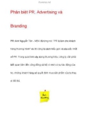 Phân biệt PR, Advertising và Branding