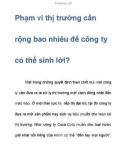 Phạm vi thị trường cần rộng bao nhiêu để công ty có thể sinh lời?