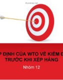 HIỆP ĐỊNH CỦA WTO VỀ KIỂM ĐỊNH TRƯỚC KHI XẾP HÀNG