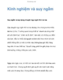 Kinh nghiệm và suy ngẫm