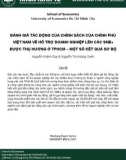 Đánh giá tác động của chính sách của chính phủ Việt Nam về hỗ trợ doanh nghiệp lên các Smes được thụ hưởng ở TpHCM – Một số kết quả sơ bộ