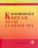 Khiếu nại, tố cáo, thanh tra và các quy định của pháp luật: Phần 1