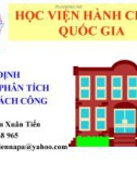 Bài giảng Hoạch định và phân tích chính sách công: Chương 1 - ThS. Nguyễn Xuân Tiến