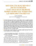 Khả năng ứng dụng một số lý thuyết về mô hình và kỹ thuật quản trị doanh nghiệp vào đơn vị sự nghiệp công lập trong bối cảnh hiện nay