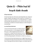 Quản lý – Phân loại kế hoạch kinh doanh