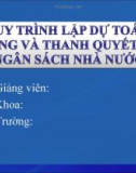 QUY TRÌNH LẬP DỰ TOÁN, SỬ DỤNG VÀ THANH QUYẾT TOÁN NGÂN SÁCH NHÀ NƯỚC