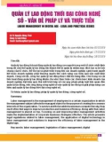 Quản lý lao động thời đại công nghệ số - vấn đề pháp lý và thực tiễn