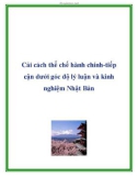 Cải cách thể chế hành chính-tiếp cận dưới góc độ lý luận và kinh nghiệm Nhật Bản