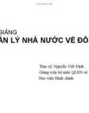 Bài giảng Quản lý nhà nước về đô thị - ThS. Nguyễn Viết Định