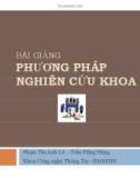 Bài giảng phương pháp nghiên cứu khoa học - Phạm Thị Anh Lê _ Trần Đăng Hưng - ĐH Sư phạm Hà Nội