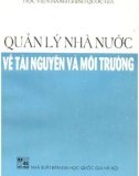 Giáo trình Quản lý nhà nước về tài nguyên và môi trường: Phần 1