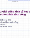 Bài giảng Kinh tế học vi mô dành cho chính sách công: Bài 1 - Giới thiệu kinh tế học vi mô dành cho chính sách công (2017)